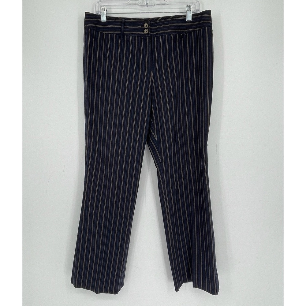 Adrienne Vittadini Women's Blue Pinstripe Straight Leg Dress Pants Size 10